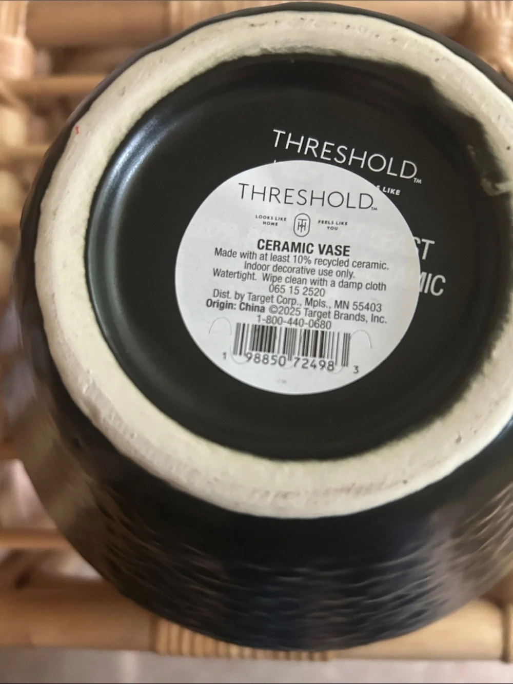 Threshold Small Modern Black Vase Ceramic